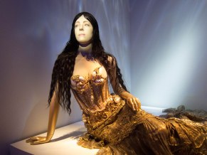 An early dress. The face on this mannequin, and many others, is a projection that moves and sometimes talks or sings.